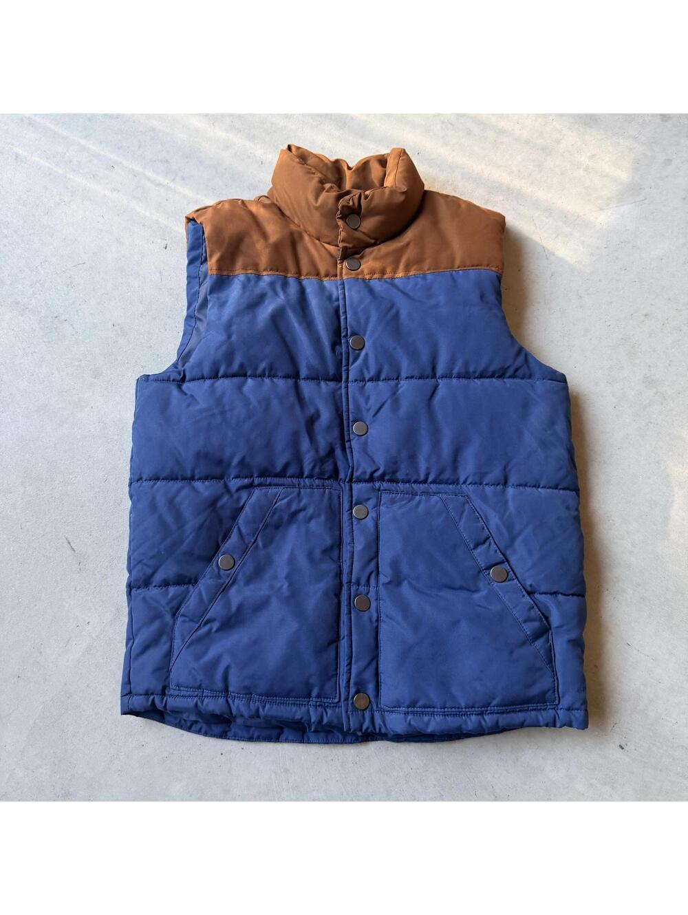 Old Navy Vest Mens Small Blue Sleeveless Puffer Lined Colorblock Winter Outdoor